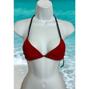 Toque d' Sol Red and Blue Bikini Top Sz M Patriotic Triangle Swimwear Ties New